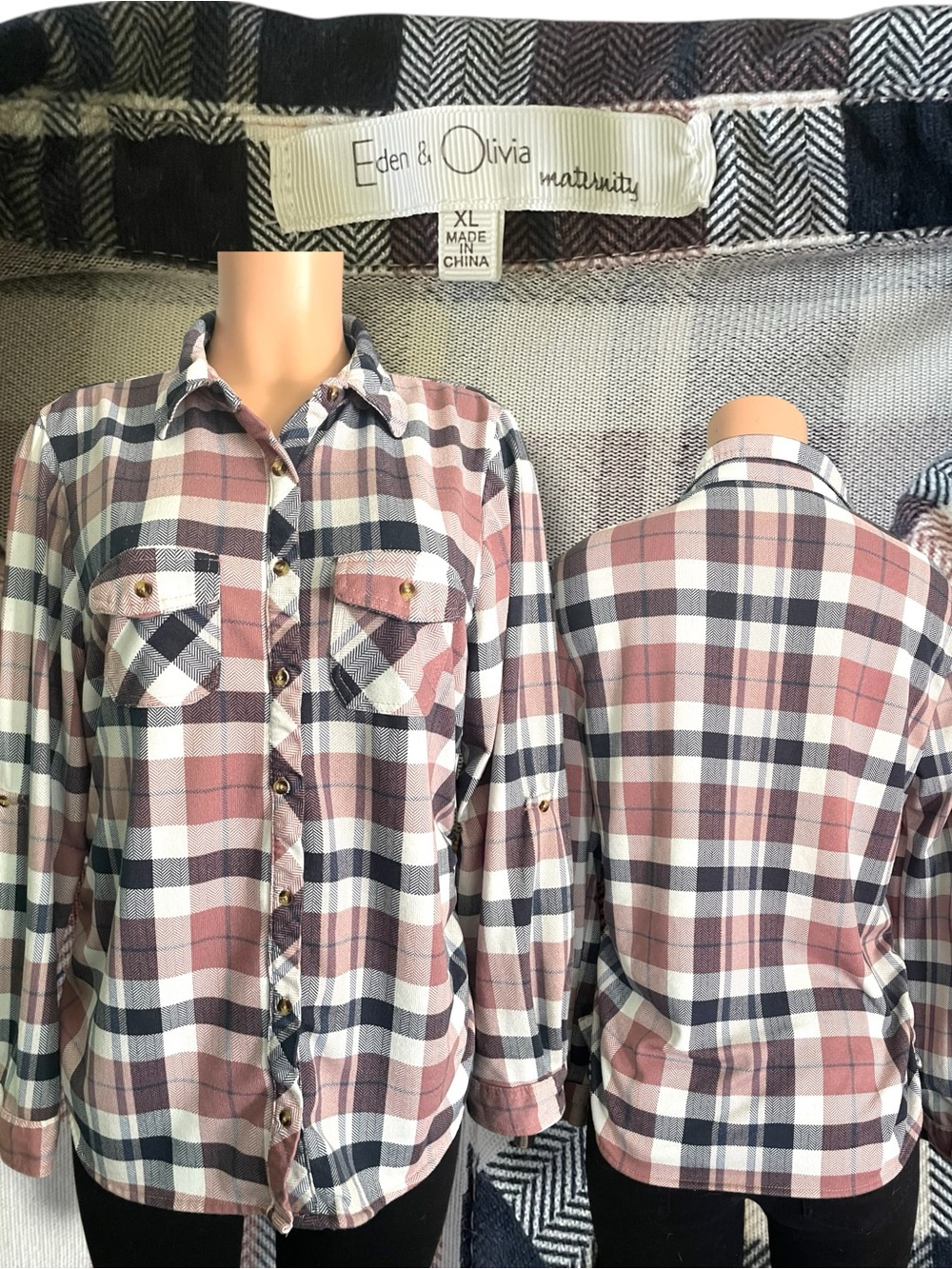 💥6/$35💥
 Eden & Olivia Maternity Plaid Button Front Shirt XL